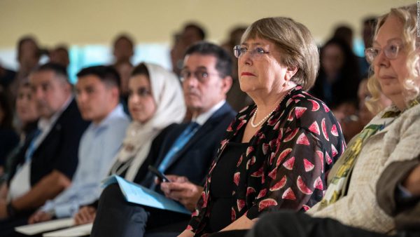 L'ancienne Haute-Commissaire de l'ONU aux droits de l'homme Michelle Bachelet, à Geneva le 19 août 2022. (Source : CNN)