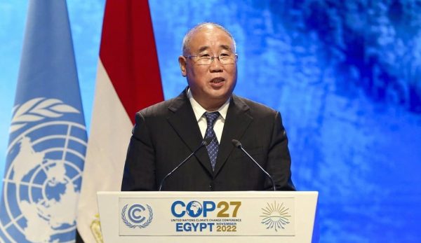 Le négociateur chinois pour le climat, Xie Zhenhua, à la tribune de la COP27 à Charm el-sheikh, en Égypte, le 8 novembre 2022. (Source : SCMP)