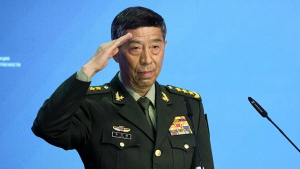 Le ministre chinois de la Défense Li Shangfu lors de sa dernière apparition le 29 août à Pékin, lors d'un Forum Chine-Afrique sur la paix et la sécurité. (Source : Sound Telegraph)
