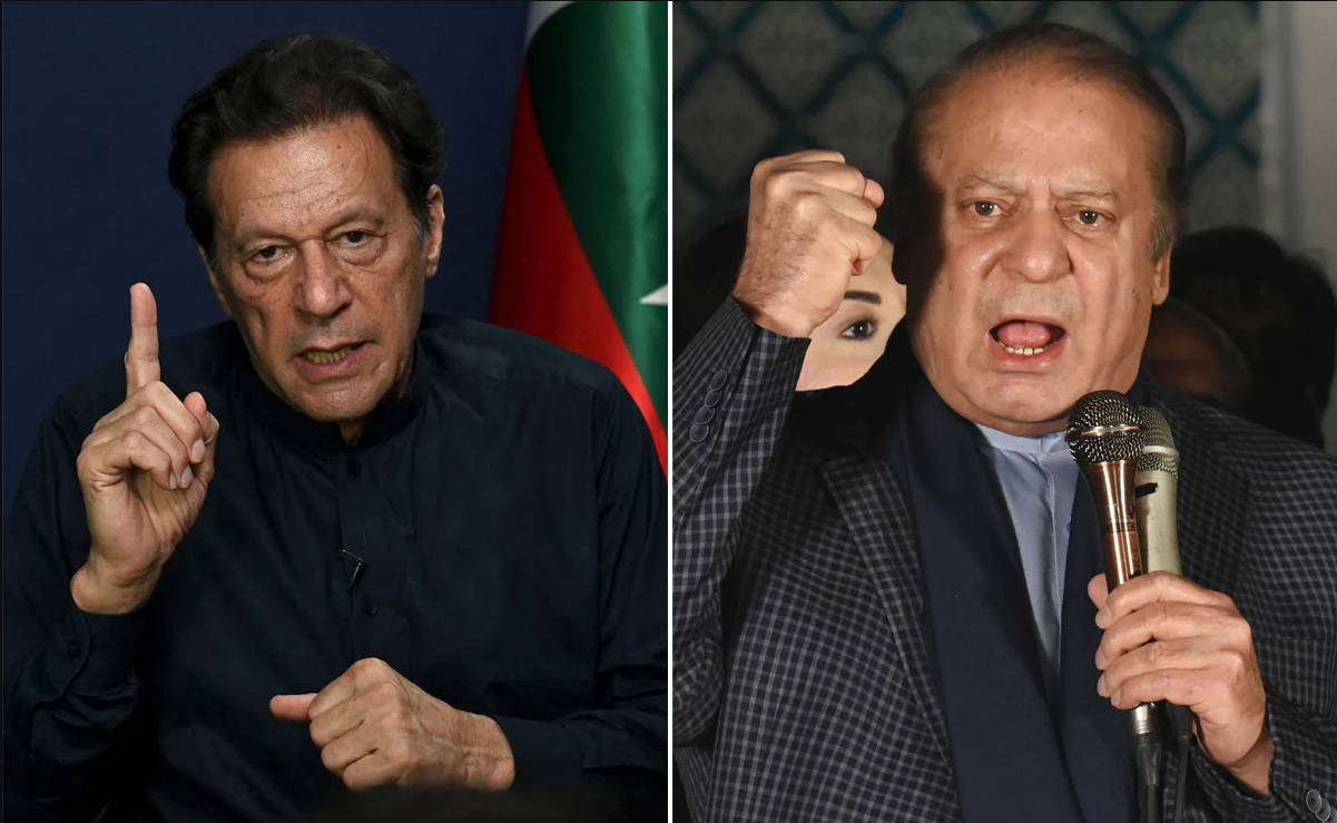 Les deux anciens Premiers ministres Imran Khan et Nawaz Sharif, ont revendiqué la victoire aux élections pakistanaises, le 9 février 2024. (Source : NDTV)
