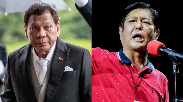 L'ancien président philippin Rodrigo Duterte et son successeur Ferdinand Marcos Jr. (Source : Asia Nikkei)