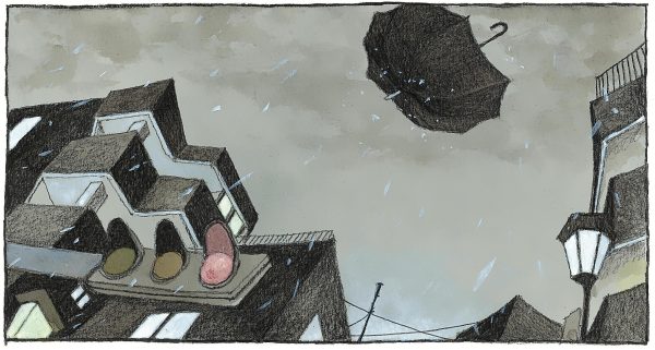 Légende : Image extraite de Tokyo, ces jours-ci, scénario et dessin Taiyô Matsumoto, Kana (Crédit Kana)